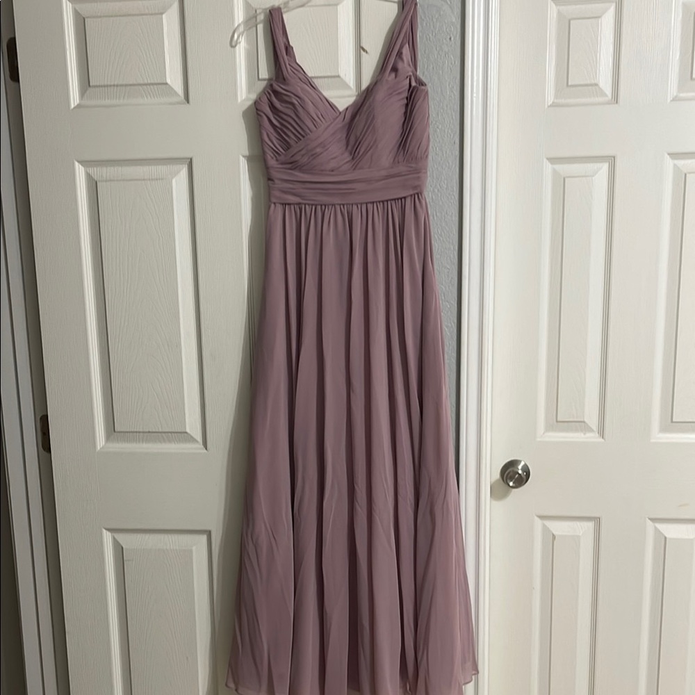 Mori Lee Purple Ruched Maxi Gown for Weddings
